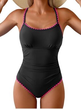 One Piece Swimsuit Tummy Control Slimming Bathing Suit Ruched 2XL. 2455/bb12-1